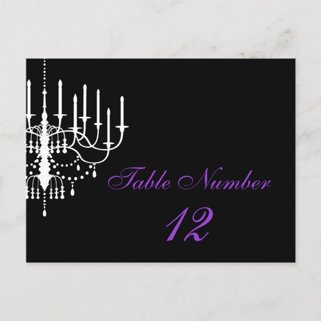 Black and White Chandelier Table Number Postcard (Front)