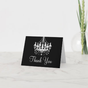 Black and White Chandelier Thank You Note Card