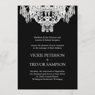 Black and White Chandelier Wedding Invitations