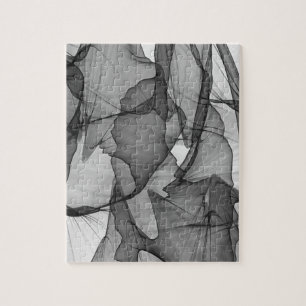 Black and White Charcoal Grey Smoke Abstract Jigsaw Puzzle