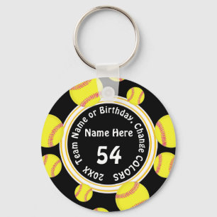 Black and White Cheap Gifts for Softball Players Key Ring