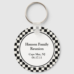 Black and White Check Family Reunion Keychain