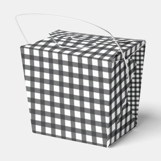 Black and White Check Gingham Take Out Favour Box (Back Side)
