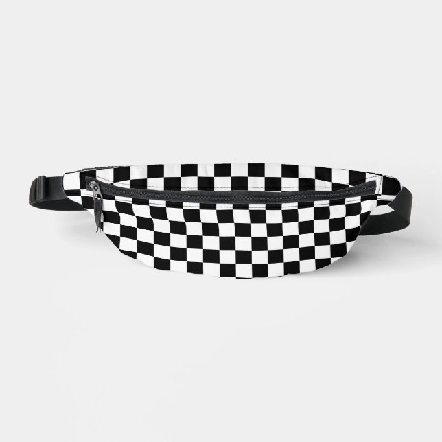 Black and White Check Pattern Bum Bags (Front)