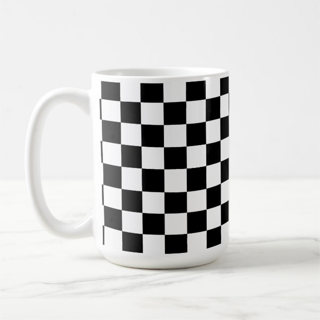 Black and White Check pattern Coffee Mug (Left)