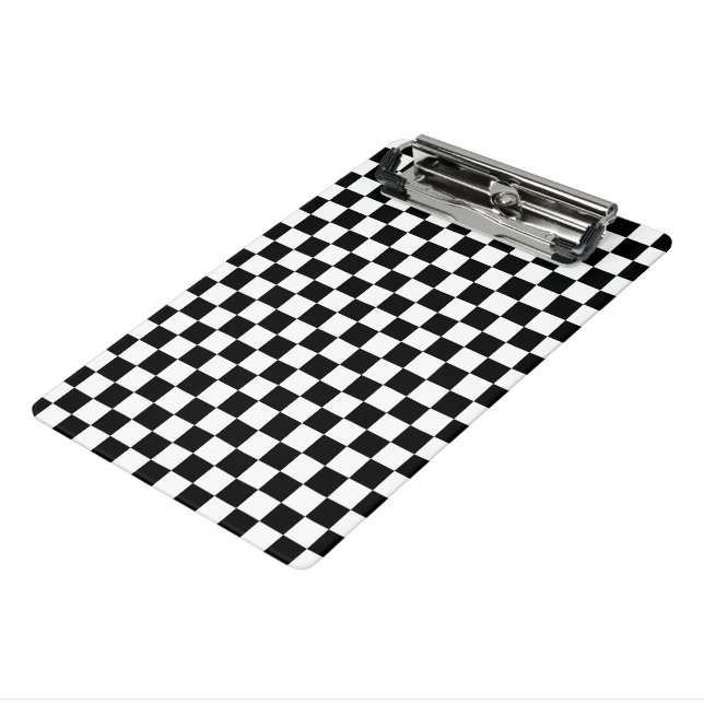 Black and White Check pattern Mini Clipboard (Angled3)