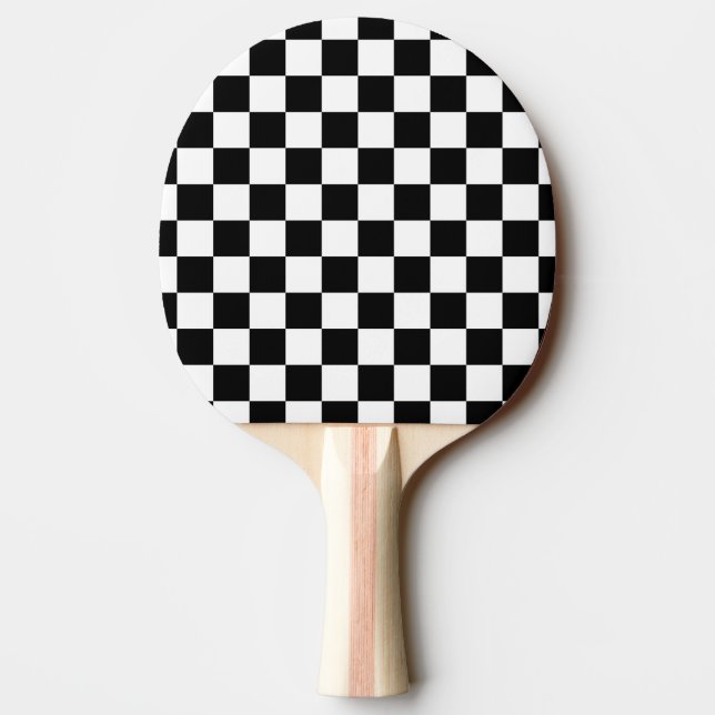 Black and White Check pattern Ping Pong Paddle (Back)