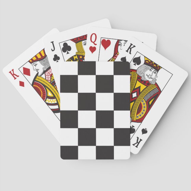 Black and White Check Pattern Playing Cards (Back)