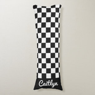 Black And White Check Retro Modern Customisable  Body Cushion