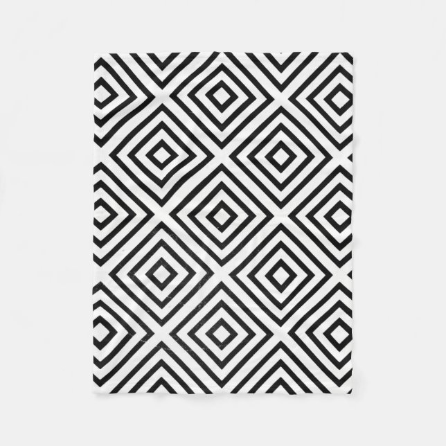 Black and white checked digital wallpaper fleece blanket (Front)