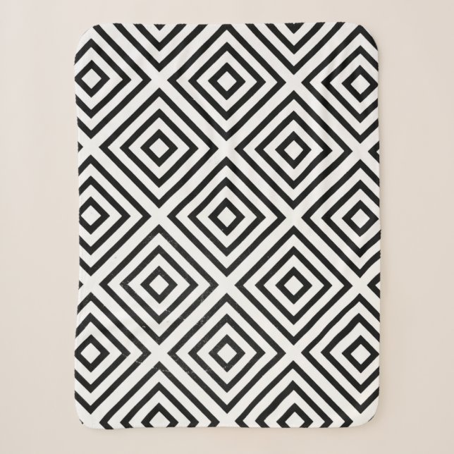 Black and white checked digital wallpaper sherpa blanket (Front)