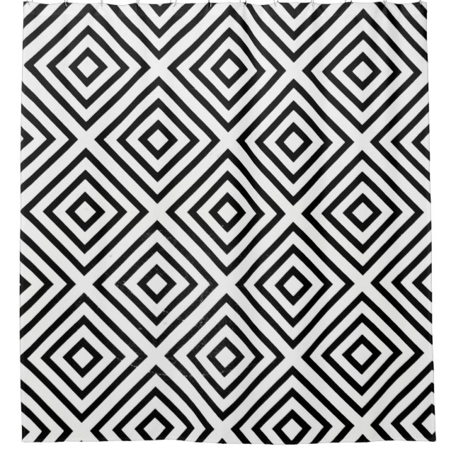 Black and white checked digital wallpaper shower curtain (Front)