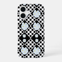 Black and White Checked Pansy Pattern