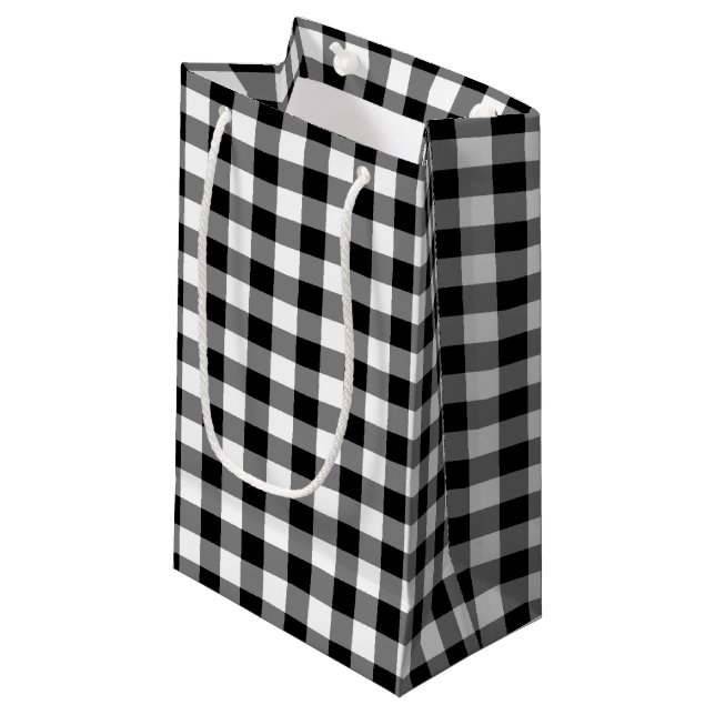 Black And White Checked Plaid Pattern Small Gift Bag (Front Angled)