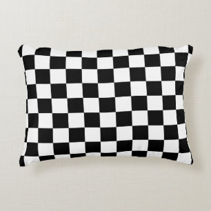 Black and White Checker Board Pattern Decorative Cushion