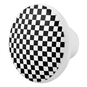Black and white checkerboard pattern ceramic knob