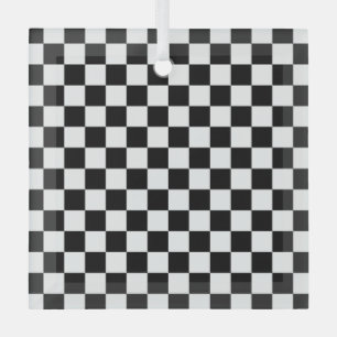 Black and white checkerboard pattern  glass tree decoration