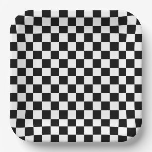 Black and white checkerboard pattern  paper plate