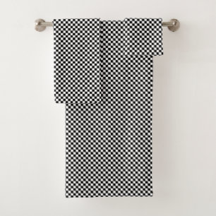 Black and white checkered  bath towel set