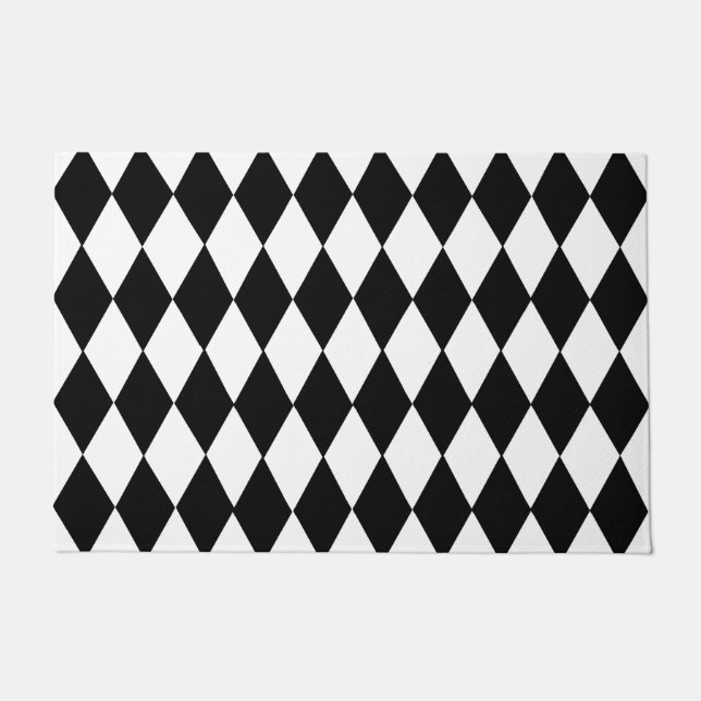 Black and White Checkered Door Mat (Front)