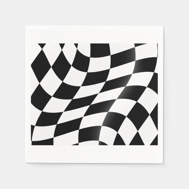 Black And White Checkered Flag Paper Napkins (Front)