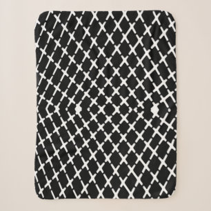 Black and white checkered illustration sherpa blanket