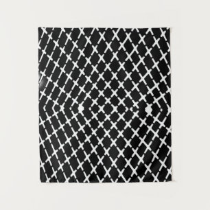 Black and white checkered illustration tapestry