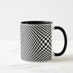 Black and White Checkered Op Art Mug