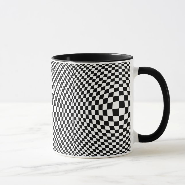 Black and White Checkered Op Art Mug (Right)