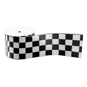 Black and White Checkered Racing  Grosgrain Ribbon