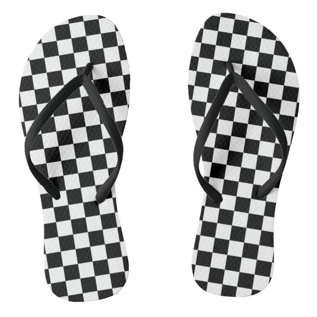 Black and White Checkers at the Beach Jandals (Footbed)
