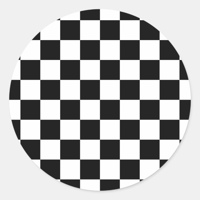 Black and white checkers board classic round sticker (Front)