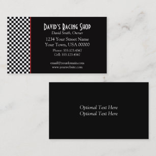 Black and White Checks Red Stripe Business Card
