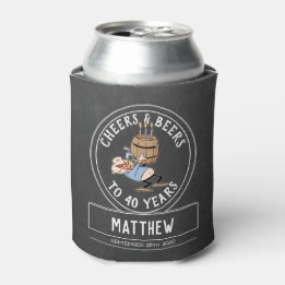 Black And White Cheers And Beers 40th Birthday Can Cooler