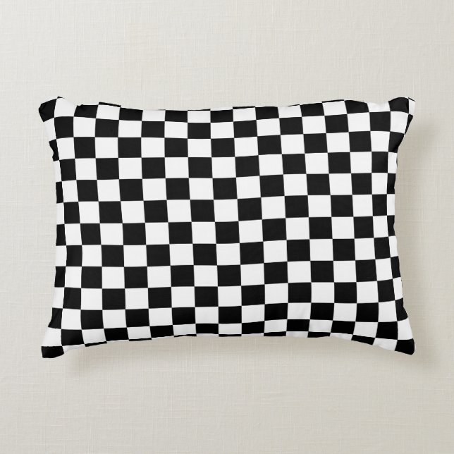 Black and White Chequerboard Accent Pillow (Front)