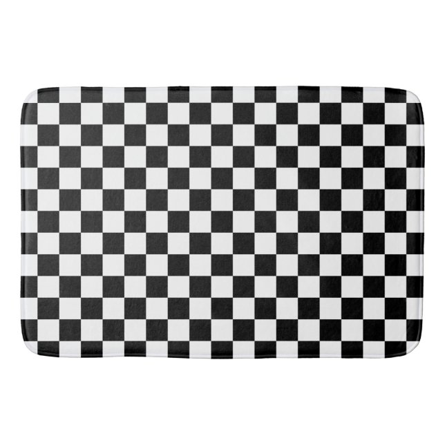 Black and White Chequerboard Bath Mat (Front)