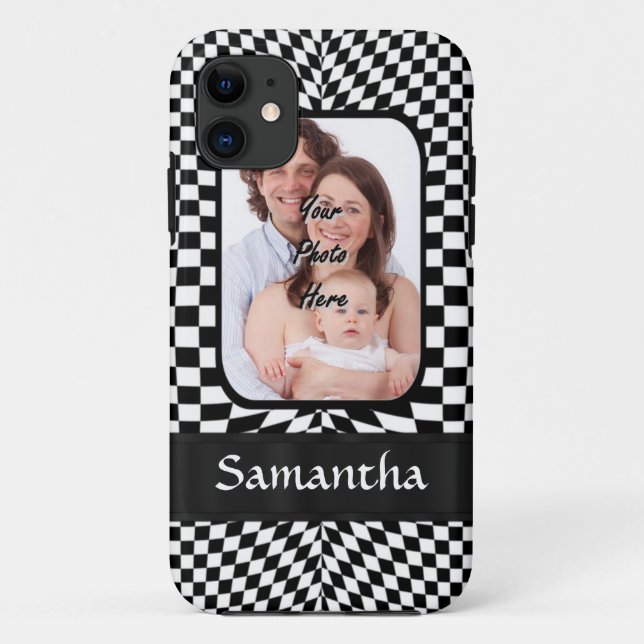 Black and white chequerboard Case-Mate iPhone case (Back)