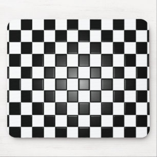 Black And White Chequerboard Check Mousepad