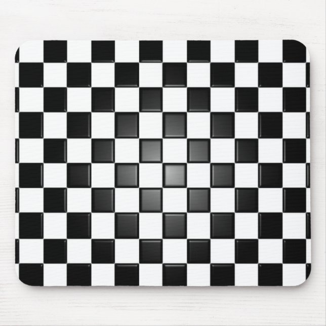 Black And White Chequerboard Check Mousepad (Front)