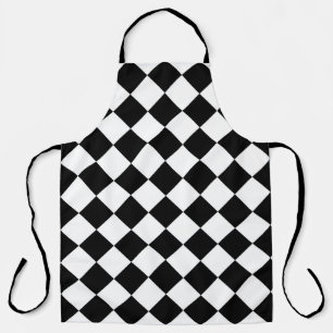 Black And White Chequerboard Chequered Flag Design Apron