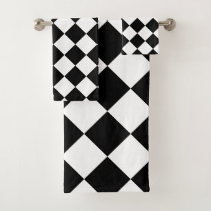 Black And White Chequerboard Chequered Flag Design Bath Towel Set