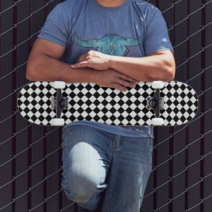 Black And White Chequerboard Chequered Flag Design Skateboard