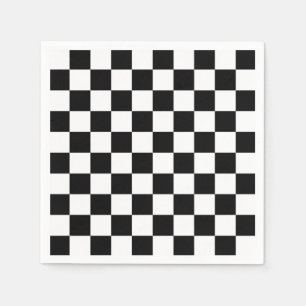 Black and White Chequerboard Chequered Flag Napkin