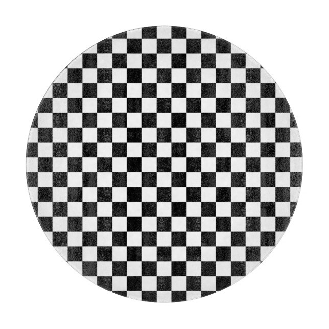 Black and White Chequerboard Cutting Board (Front)