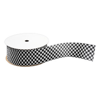 Black and White Chequerboard Grosgrain Ribbon