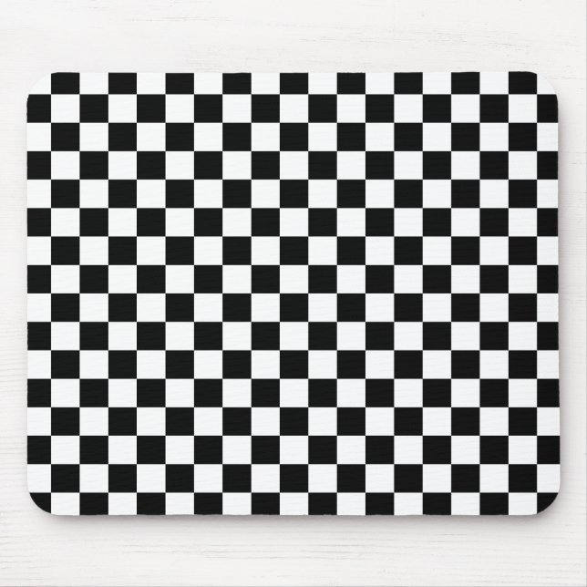 Black and White Chequerboard Mouse Pad (Front)