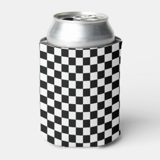 Black and White Chequerboard Pattern Can Cooler