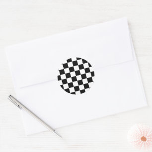 Black and White Chequerboard Pattern Classic Round Sticker