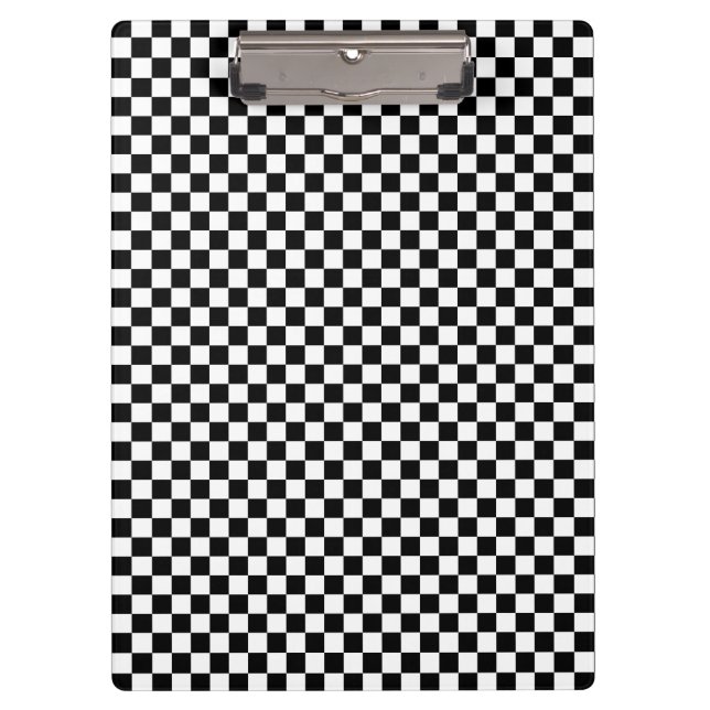 Black and White Chequerboard Pattern Clipboard (Front)