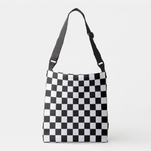 Black and White Chequerboard Pattern Crossbody Bag